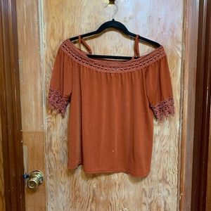 Orange Cold Shoulder Shirt